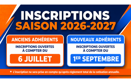 INSCRIPTIONS saison 2026-2027